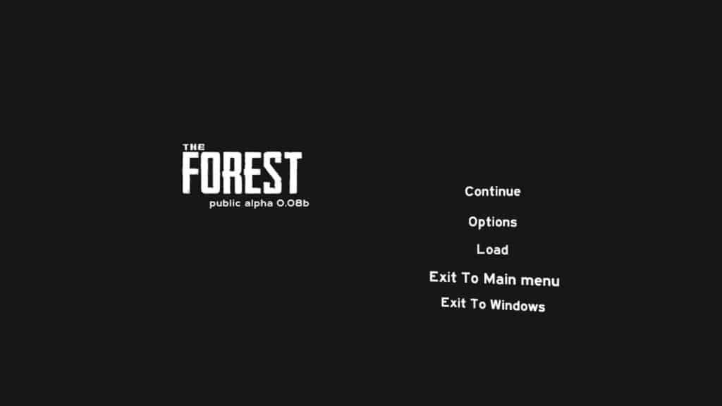 The Forest Version 0.08B - Das neue Pause Menü