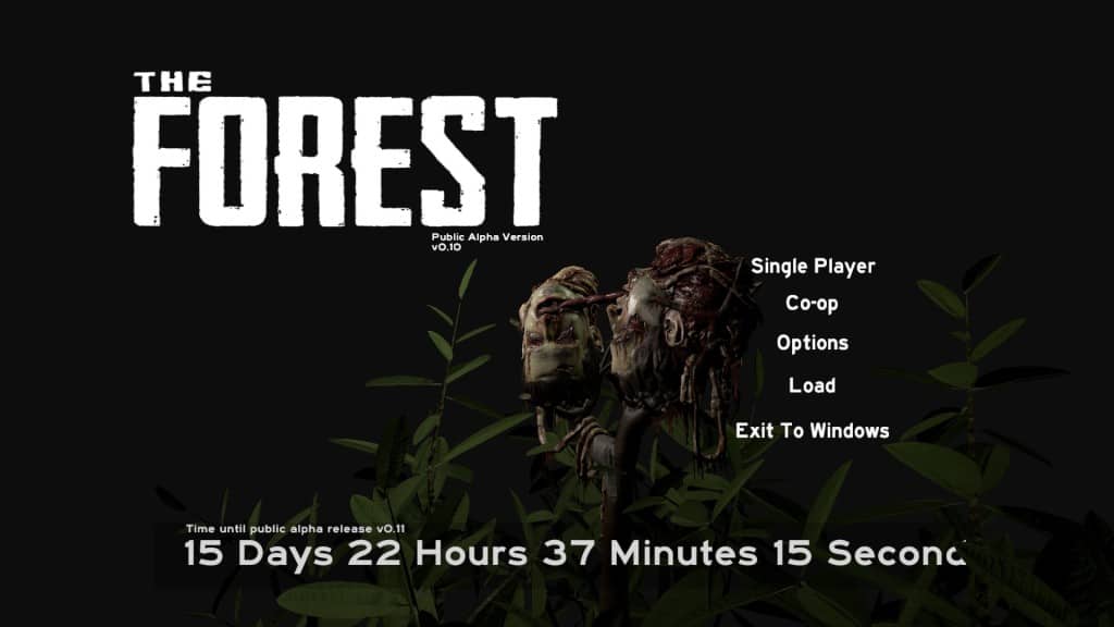 The Forest Version 0.10 Hauptmenü