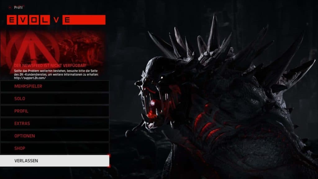 Evolve - Goliath im Titelbildschirm