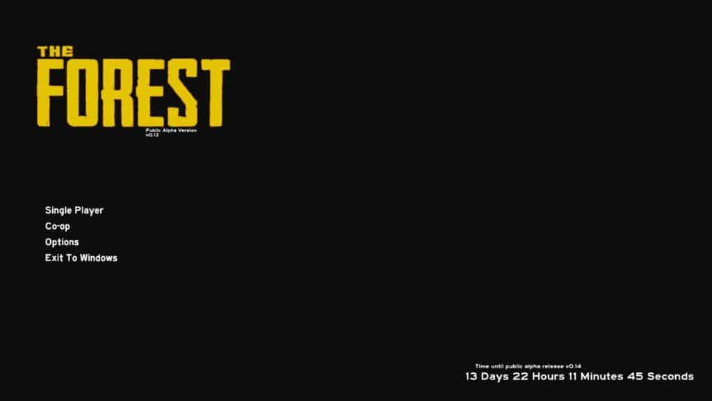 The Forest. v0.13 im Hauptmenü