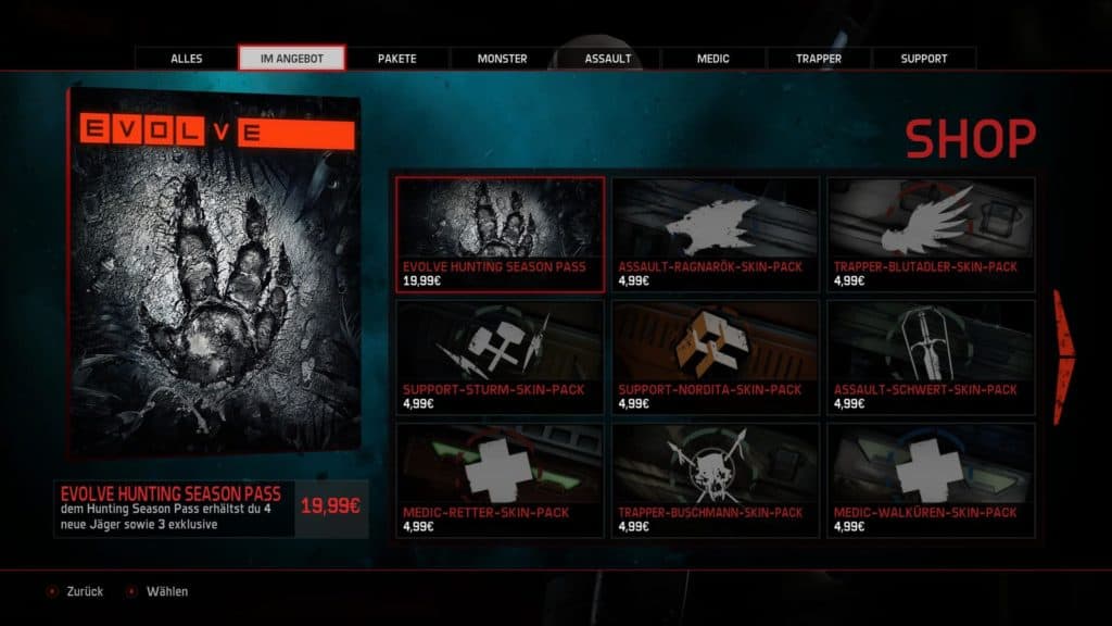 Evolve Ingameshop - Bild #1
