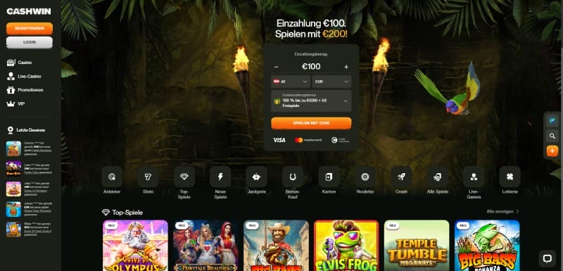 CashWin Casino Website