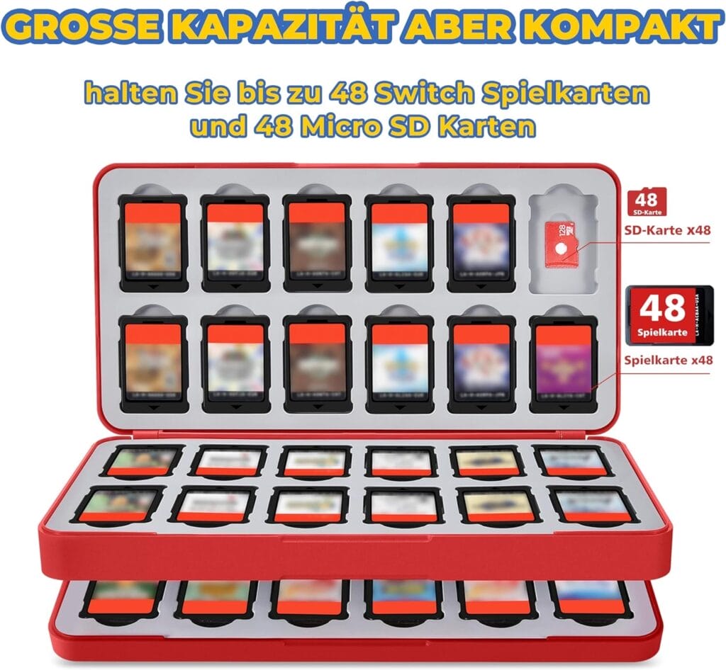 Rotes Design, Platz für 48 Karten