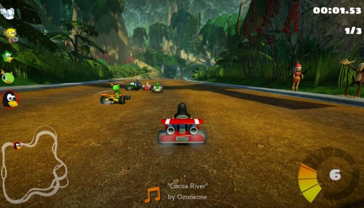 SuperTuxKart is a kart racing game featuring mascots of open-source software., tags: 1.5: ein - CC BY-SA